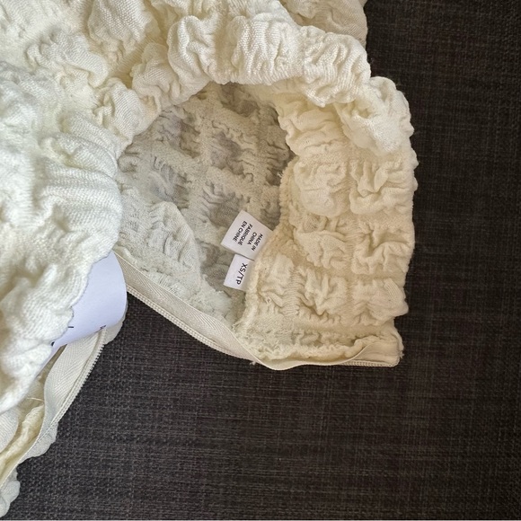 Selected Femme waffle high neck top in cream - Picture 4 of 8